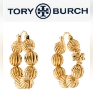 Tory Burch Roxanne Fluted Bead Hoop Earrings